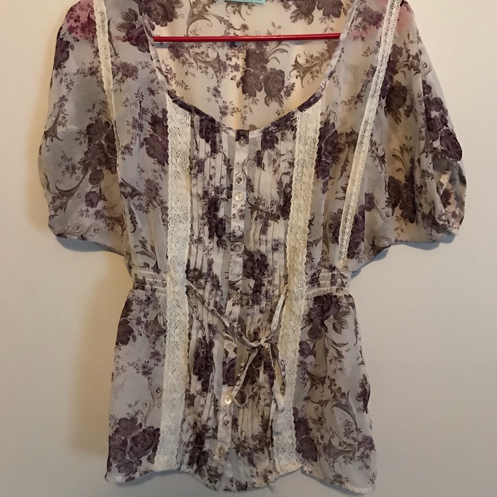 Maurice’s Floral Sheer Tunic Blouse, S
